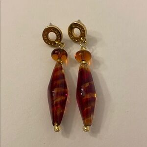 Antica Murrina Venniza Murano Glass Brown Stripe Pendant Oval Earrings